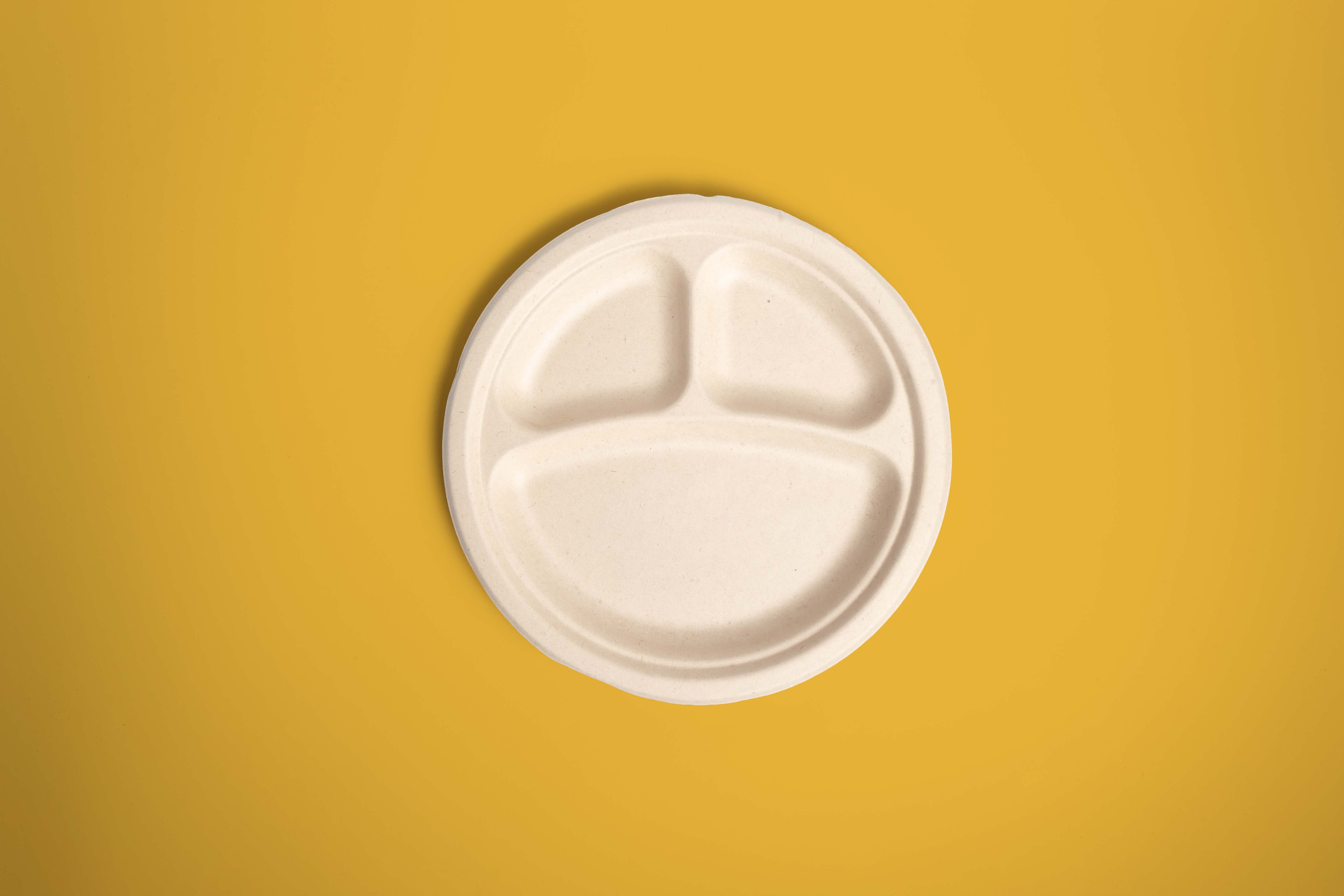 Plato Desechable Biodegradable 9" con 3 divisiones