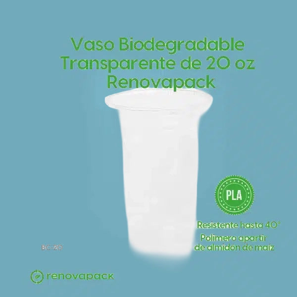 Vaso Biodegradable Transparente de 20 oz - Renovapack